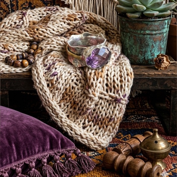 Arya Design Signed 925 Sterling Silver Gold Amethyst Hammered Boho Ring Size 8 - Picture 2 of 16